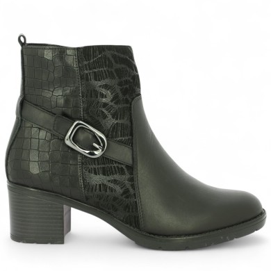 D2A75-00 Chaussure élégante Remonte bottine à talon noir stable 6 cm chaussure grande pointure femme, vue coté