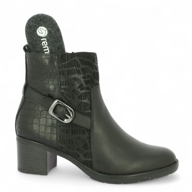 Bottine noire à talon femme 42, 43, 44, 45 confort semelle amovible Shoesissime, vue détails