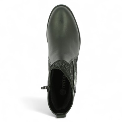 bottine Remonte noire cuir et textile imprimé irisé grande pointure femme 42 43 44 45 Shoesissime, vue dessus