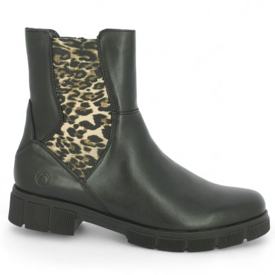 Sadia - D2S70-03 chunky boots with leopard elastic - Remonte large size boots - Shoesissime