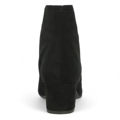 Maggy - Bottines velours noir zip doré - Bottines petits talons femme grande taille - Shoesissime