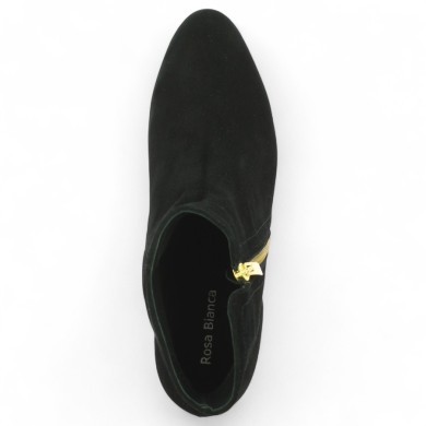 bottine velours noir 42, 43, 44, 45 femme petit talon Shoesissime, vue coté