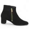 bottine velours noir 42, 43, 44, 45 petit talon grande pointure femme Shoesissime, vue profil