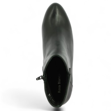 Bottine en cuir noir Shoesissime talon haut bout fin grande taille, vue dessus