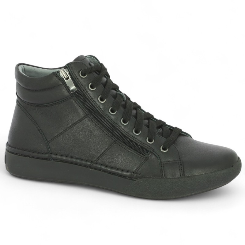 Claire - Black leather high top sneaker with removable sole - Josef Seibel women's sneakers - Shoesissime