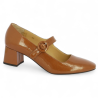 Juliette - Camel patent strap small heel pump - Chaussures grande taille - Shoesissime