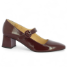 Escarpin babies en cuir vernis bordeaux avec bride et talon 5.5 cm grande pointure femme 42 43 44 45 Shoesissime, vue profil