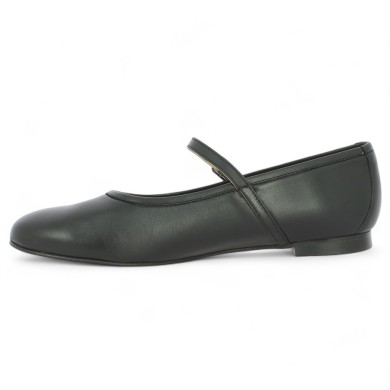Brigitte - Black ballerina with leather strap - Ballerinas large size - Shoesissime