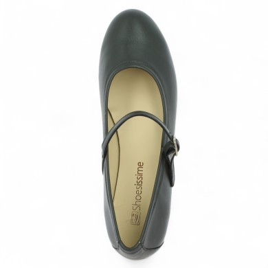 Brigitte - Black ballerina with leather strap - Ballerinas large size - Shoesissime