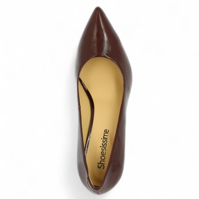 escarpin talon fin vernis rouge bordeaux femme grande pointure Shoesissime, vue dessus
