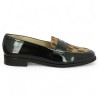 mocassin femme grande taille cuir vernis noir et léopard 42, 43, 44, 45 Shoesissime, vue coté.
