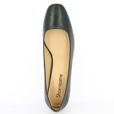 escarpin noir grande pointure cuir talon carré, vue dessus