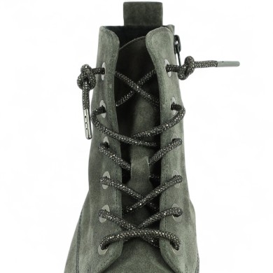 Boots Gabor nubuck gris lacets strass 8, 8.5, 9, 9.5 Shoesissime, vue lacets