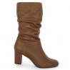 Darcy - Coffee brown leather high heel mid-boot - Tall boots - Shoesissime