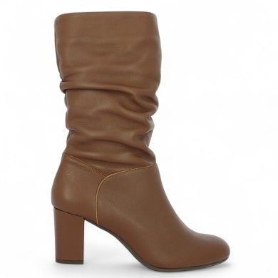 Darcy - Coffee brown leather high heel mid-boot - Tall boots - Shoesissime