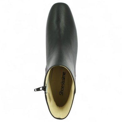 Naomi - Elegant simple boot in black leather - Large heels - Shoesissime