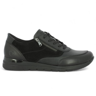 R6714-02 Sneakers toute noire Remonte 42, 43, 44, 45 Shoesissime, vue coté