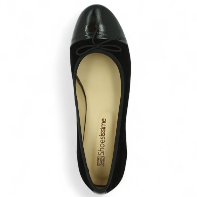 Pilar - Black ballerina with patent toe - Women's large size ballerinas - Shoesissime