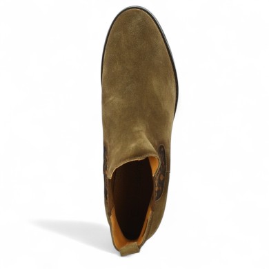 bottines chelsea cuir marron taupe élastiques léopard chic grande taille femme 42 43 44 45, vue dessus