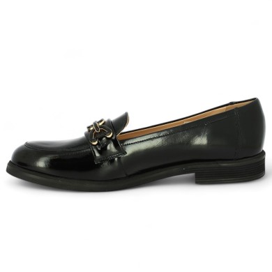 Ludmilla - Black patent loafer with gold jewels - Moccasin femme grande pointure - Shoesissime