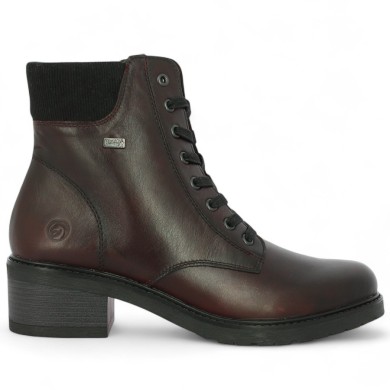 D12A70-35 bottine à lacets bordeaux Remonte grande pointure femme 42, 43, 44, 45 Shoesissime, vue coté
