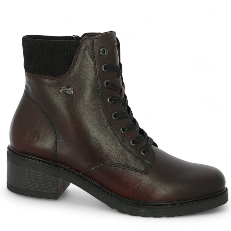 D12A70-35 bottine à lacets bordeaux Remonte grande taille 42, 43, 44, 45 Shoesissime, vue profil