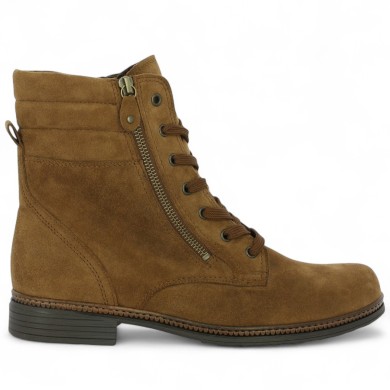 Shoesissime boots à lacets Gabor nubuck camel avec liseré marron grande pointure femme 8, 8.5, 9, 9.5, vue coté