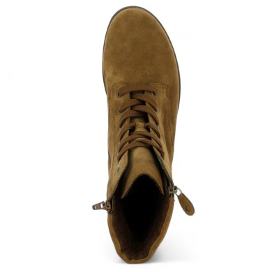 Moira - Gabor brown velvet lace-up boots - Chaussures Gabor grande pointure - Shoesissime