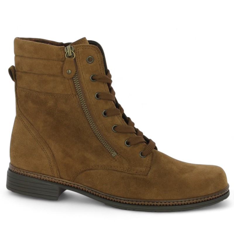 Moira - Gabor brown velvet lace-up boots - Chaussures Gabor grande pointure - Shoesissime