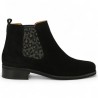 bottines velours noire femme élastique Léopard grande pointure Shoesissime, vue coté