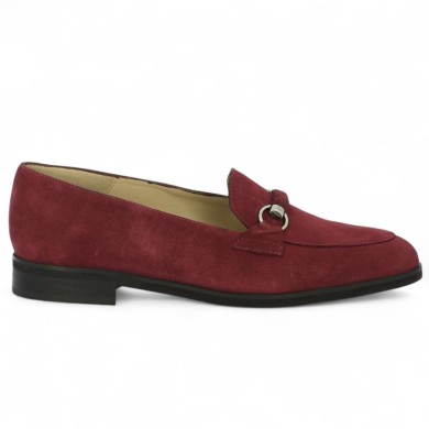 mocassin femme grande pointure velours bordeaux Shoesissime, vue coté