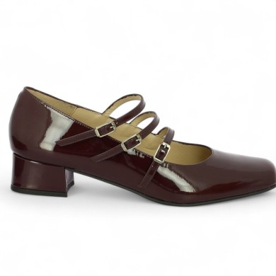 chaussures maryjane brides femme grande taille bordeaux Shoesissime, vue coté