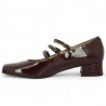 Karima - Small heel slingback with burgundy square toe - Babies and Maryjanes large sizes - Shoesissime