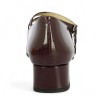escarpin petit talon vernis trois brides femme grande taille bordeaux Shoesissime, vue talon