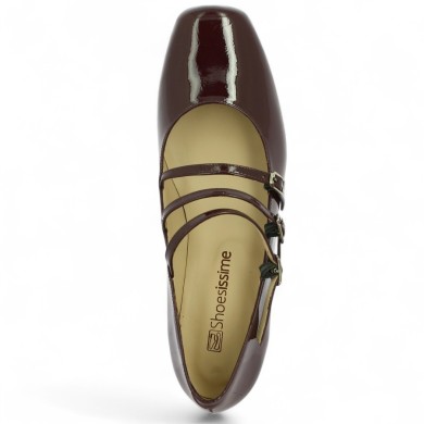 escarpin petit talon brides femme grande taille bordeaux Shoesissime, vue dessus