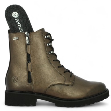 bottines cuir métallisé Remonte à lacets semelle amovible femme grande pointure Shoesissime, vue détais