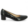 escarpins petit talon vernis noir bureau grande pointure femme Shoesissime, vue coté