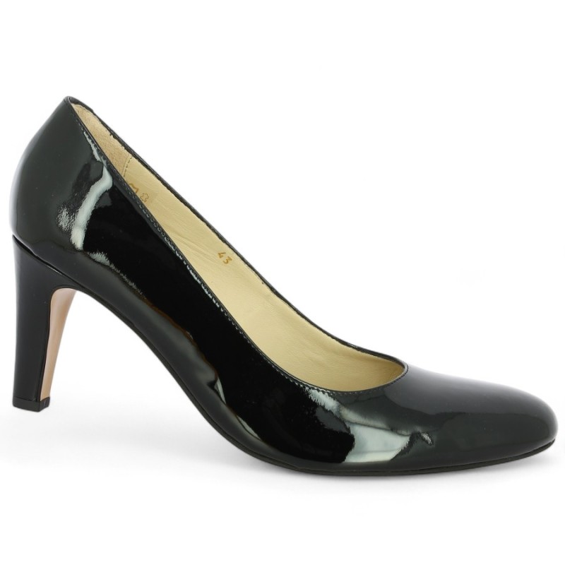 escarpin vernis noir 8 cm grande taille femme Shoesissime, vue profil