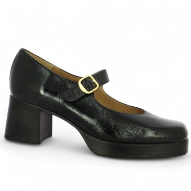 Minnie - Black patent platform slingback - Platform shoes big size - Shoesissime