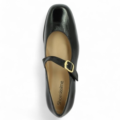 babies plateforme cuir noir grande pointure femme Shoesissime, vue dessus