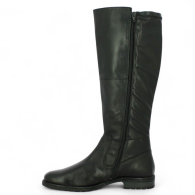 Gina - Flat black leather boots with stretch back - Women's boots 42, 43, 44, 45 - Shoesissime
