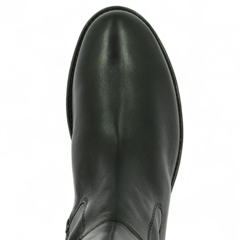Bottes VALROY En Cuir Noir Lisse - Taille 36 - Talon 7,5 Cm - Occasion Très Bon état