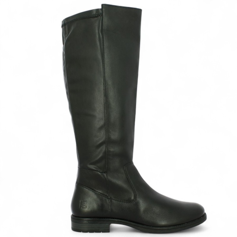 Gina - Flat black leather boots with stretch back - Women's boots 42, 43, 44, 45 - Shoesissime