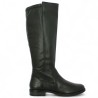 Gina - Flat black leather boots with stretch back - Women's boots 42, 43, 44, 45 - Shoesissime