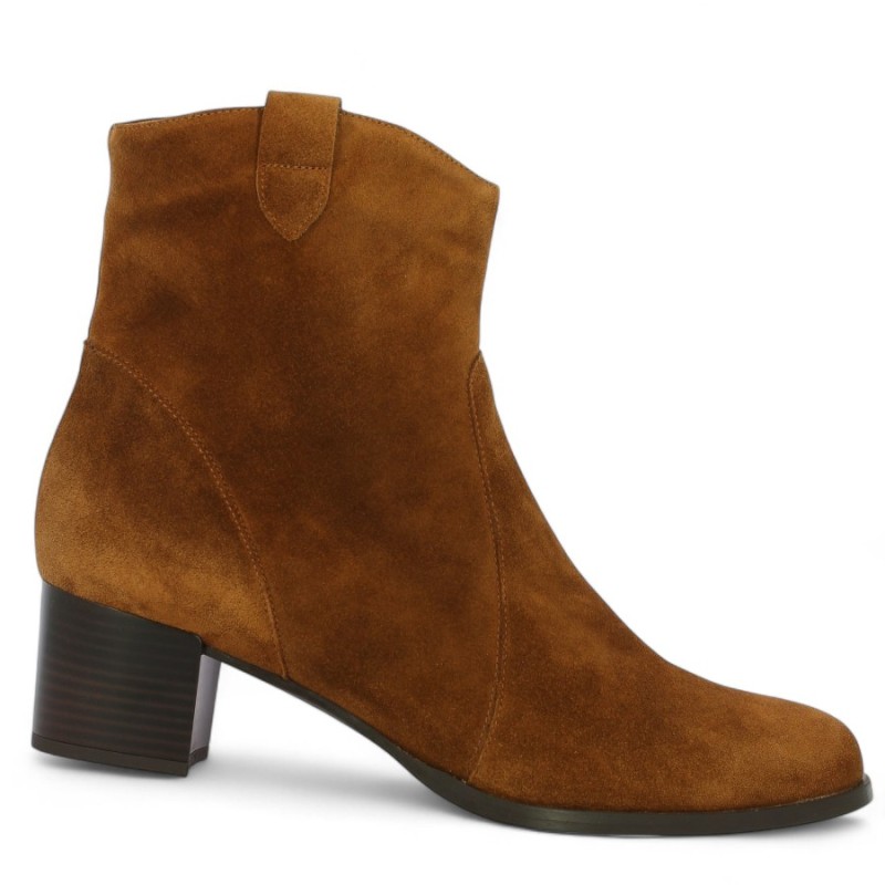 bottines croute de cuir marron femme 42, 43, 44, 45 Shoesissime, vue profil