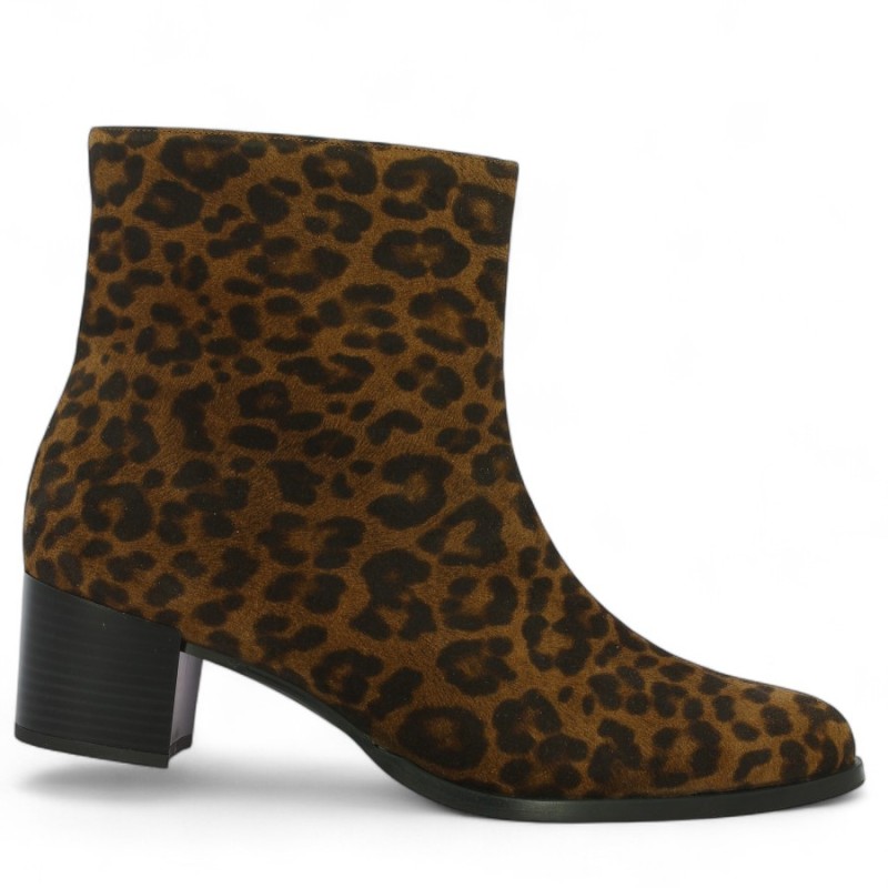Sidonie - Leopard leather boots large size - Heeled boots 42, 43, 44, 45 - Shoesissime