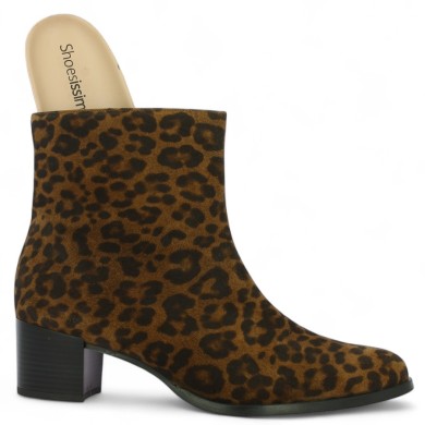 Sidonie - Leopard leather boots large size - Heeled boots 42, 43, 44, 45 - Shoesissime