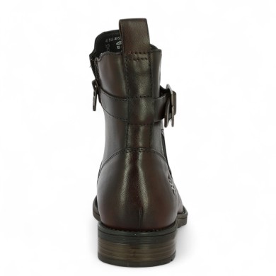 Binta - Women's brown flat boots with elastic straps - Large size boots - Shoesissime