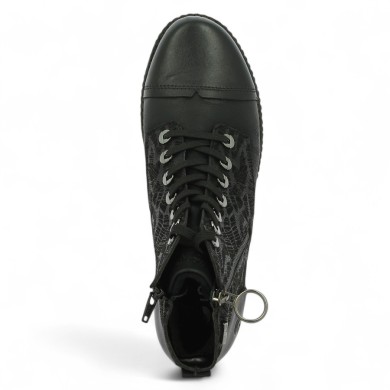 Bottine noire à lacets femme grande taille deux fermetures éclair Shoesissime , vue dessus