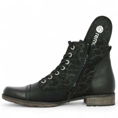 Bottines noire semelle amovible, lacets et fermeture éclair femme 42, 43, 44, 45 Shoesissime, vue détails